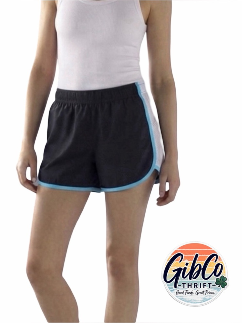 Pony | Size XL | Lined Athletic Shorts | Black with Turquoise Trim